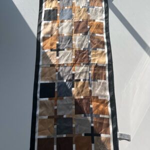 Oscar de la Renta Black and Brown Silk Scarf